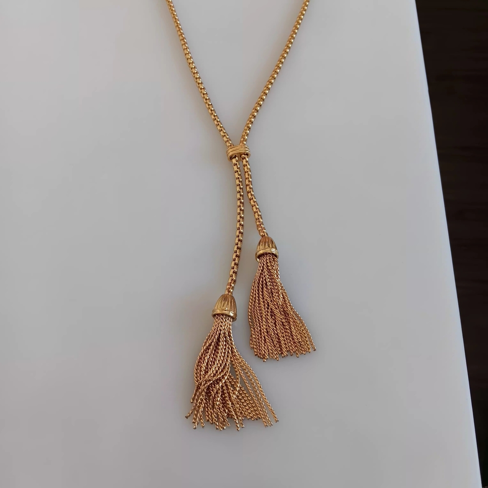 Elegant Gold Tassel Adjustable Necklace